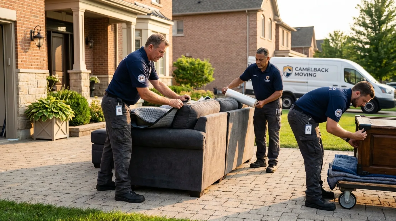 Large estate moving crew wrapping furniture in Dayton, NJ